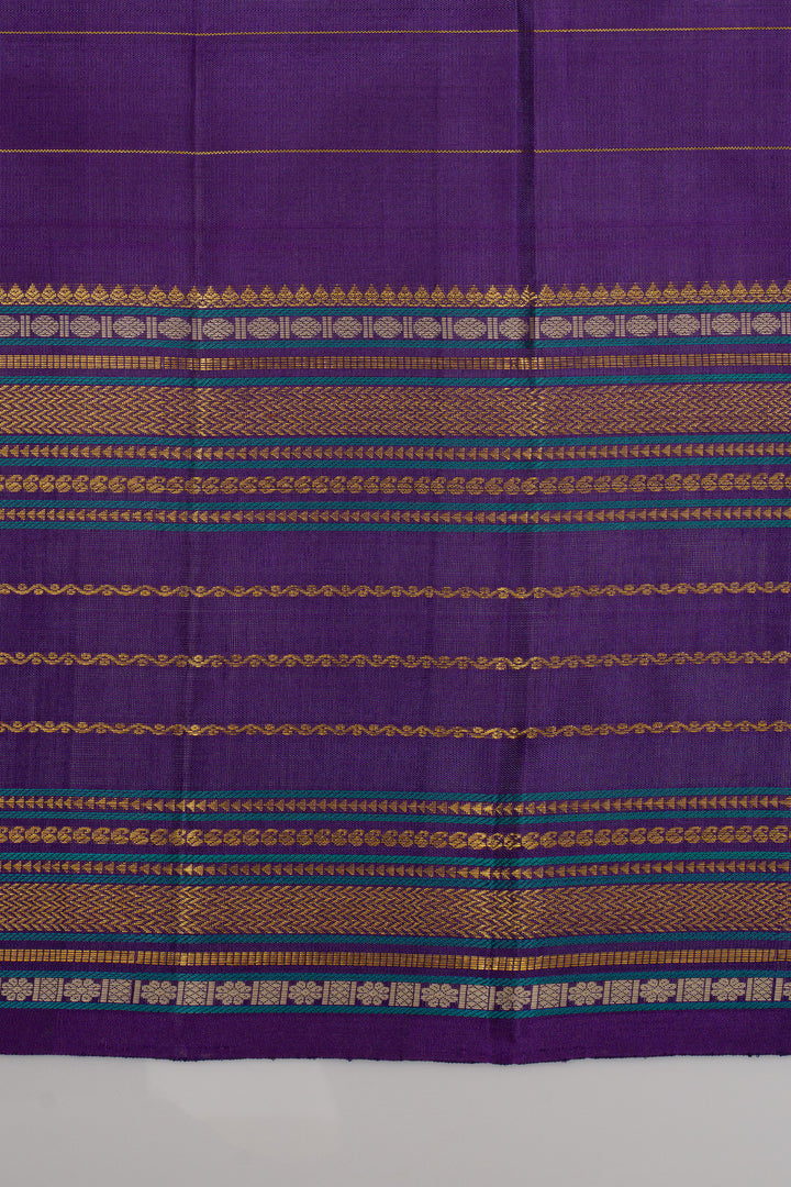 Orange and purple Palum pazhamum varisaipettu pure kanchipuram silk saree