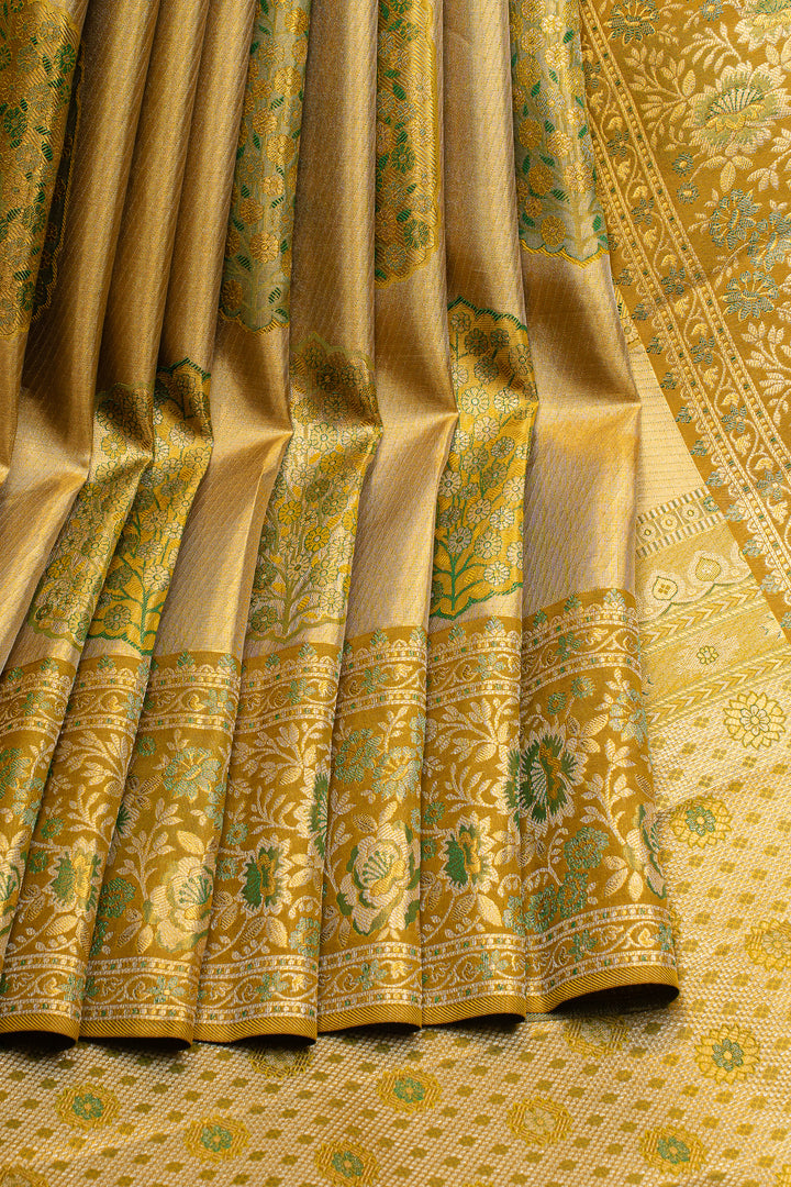Gold minakari tissue pure kanchipuram silk saree