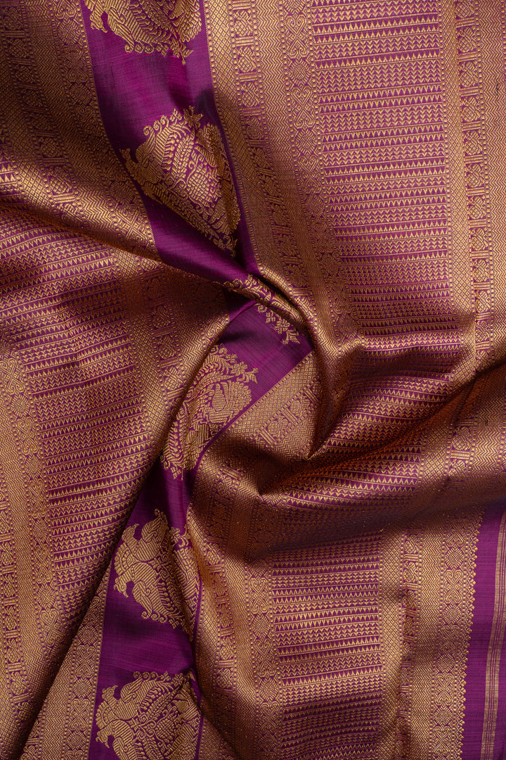 Magenta and purple traditional  pure kanchipuram silk saree