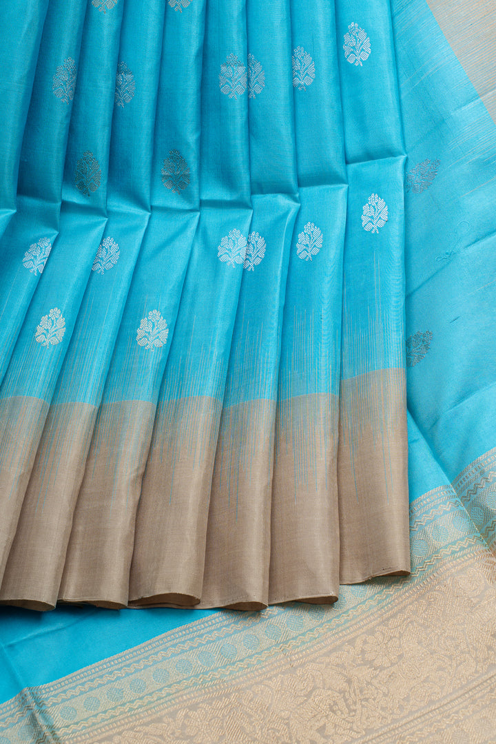 Anandha blue traditional pure soft silk saree