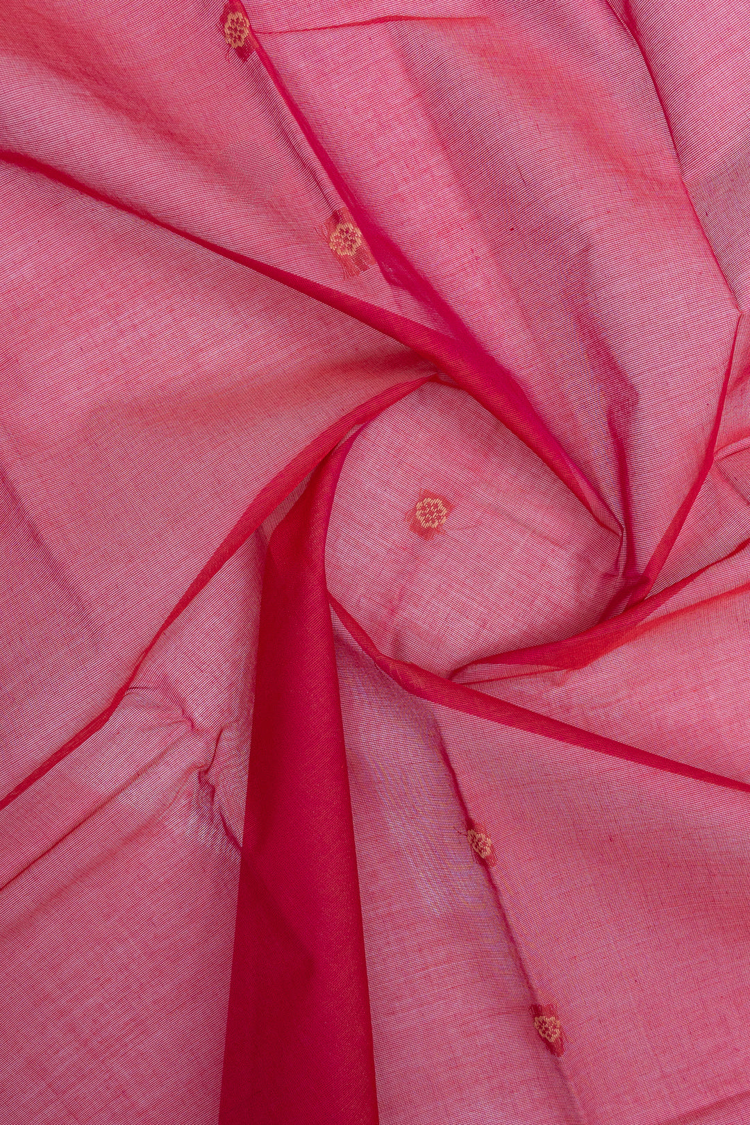 Reddish pink traditional pure cotton silk saree