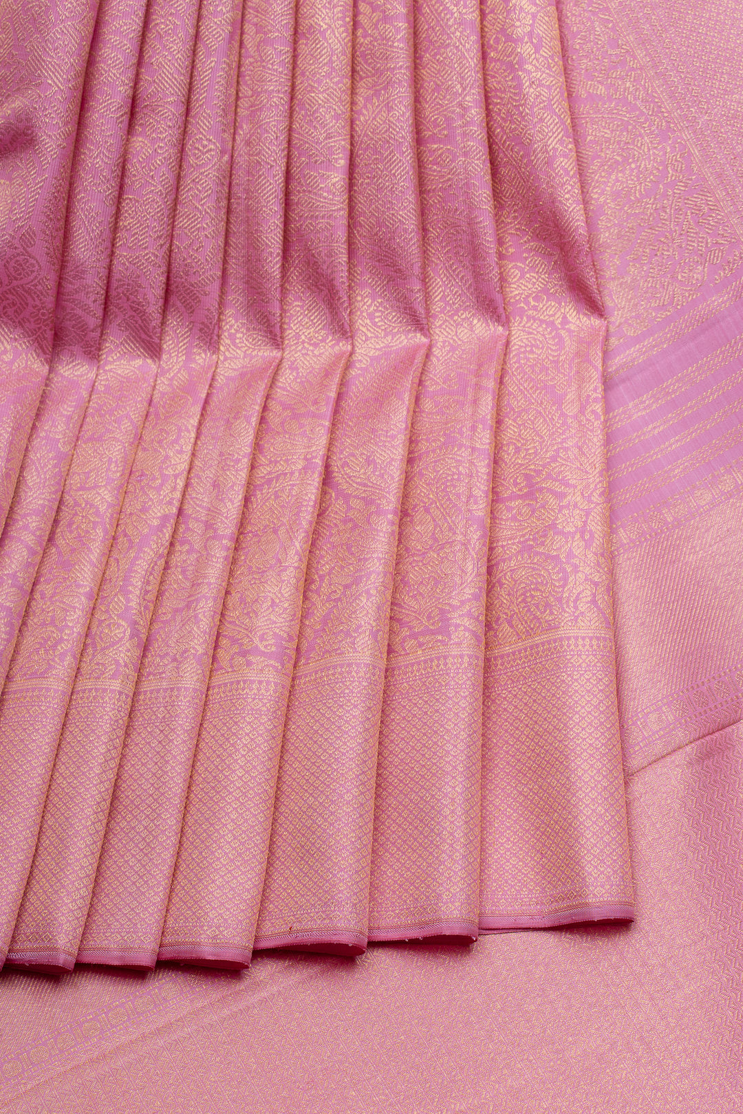 Baby pink paisley vanasingaram brocade pure kanchipuram silk saree