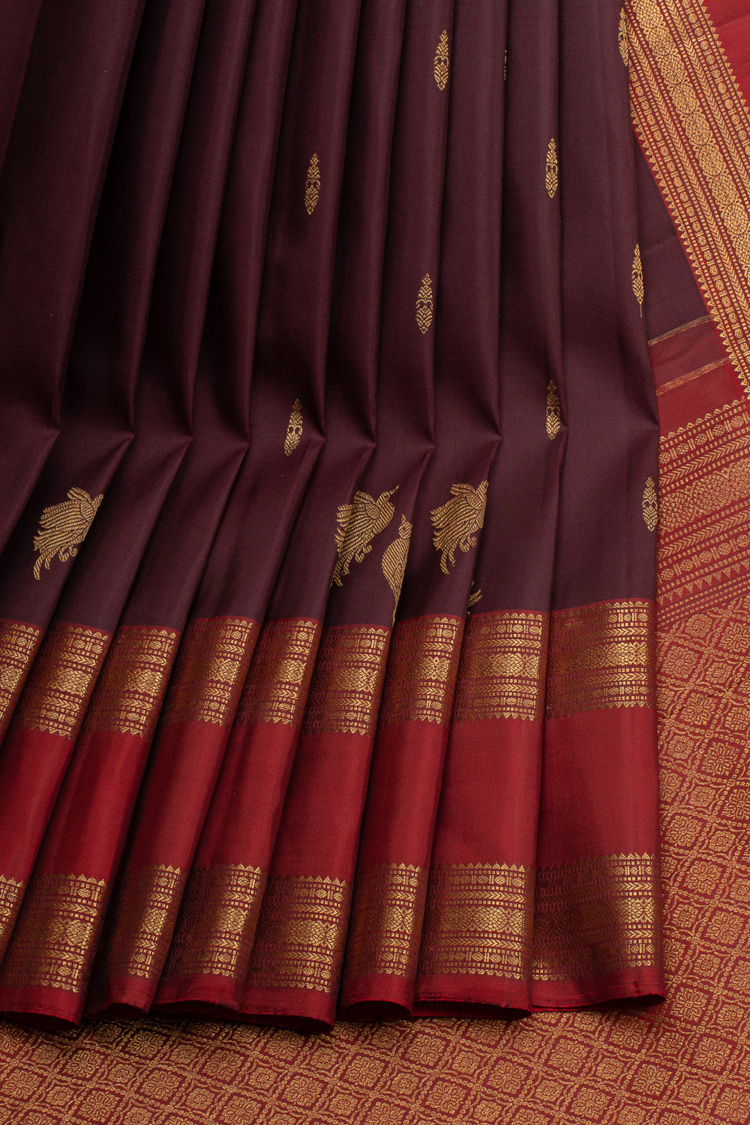 Dark Purple rettai pettu pure kanchipuram silk saree