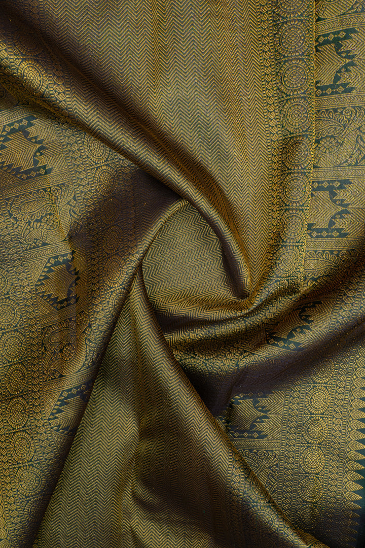 Red and green checks pure kanchipuram silk saree