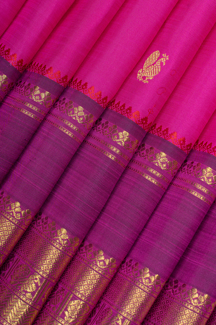 Magenta and purple traditional  pure kanchipuram silk saree