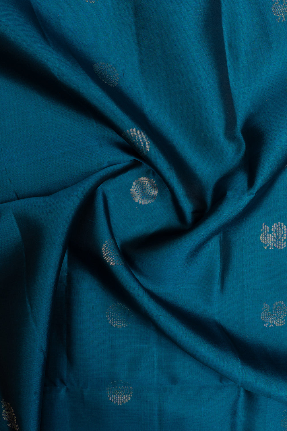 Peacock blue and green pure soft silk saree