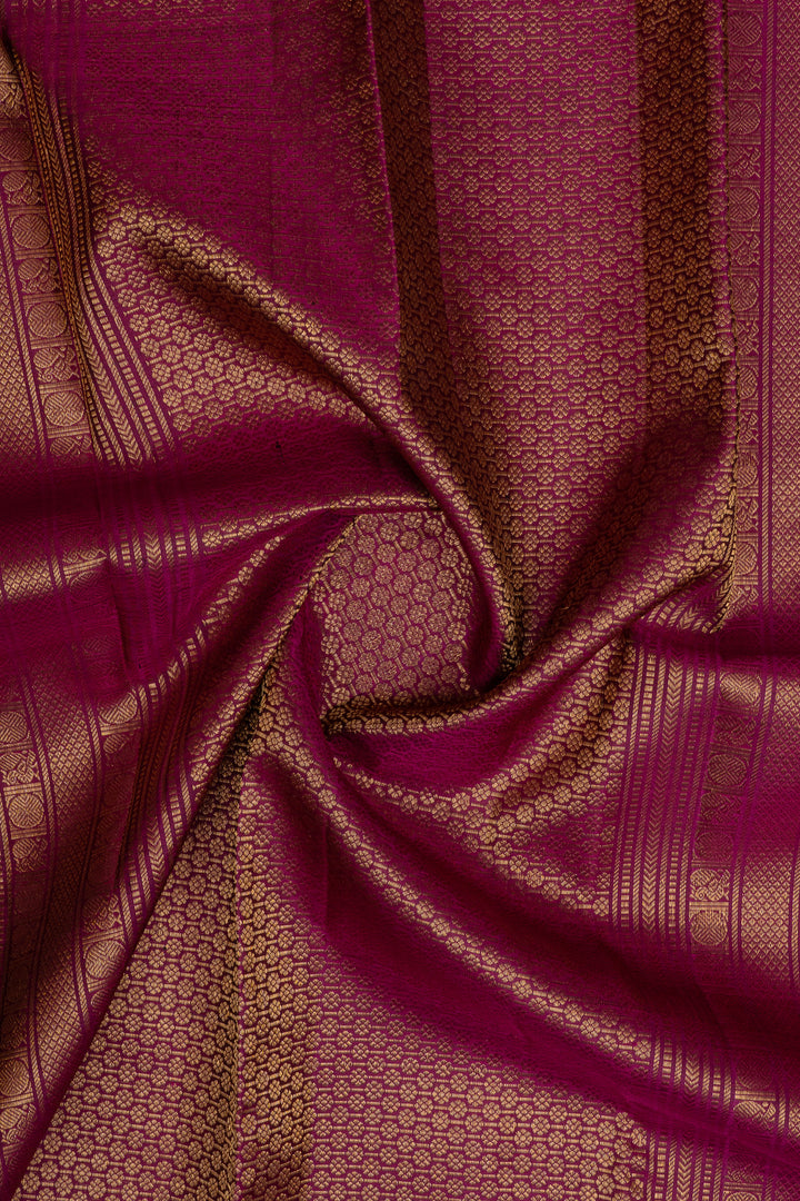 Bottle green zari checks pure kanchipuram silk saree