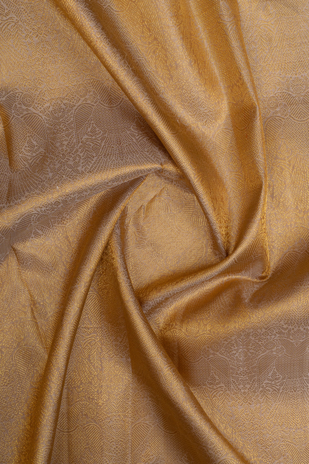 Champagne gold iruthalaipakshi brocade pure kanchipuram silk saree