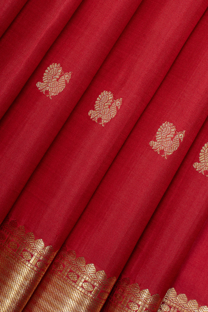 Red traditional pure kanchipuram silk saree