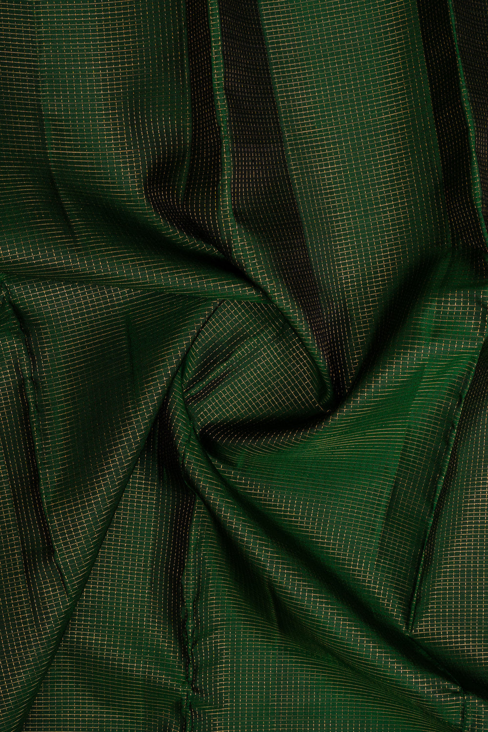 Bottle green zari checks pure kanchipuram silk saree