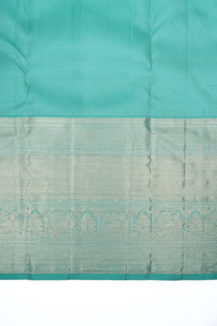 Sapphire blue  floral brocade pure kanchipuram silk saree