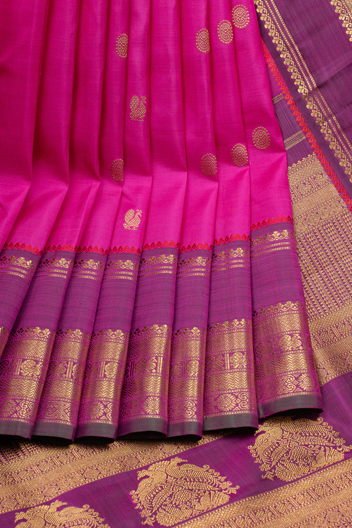 Magenta and purple traditional  pure kanchipuram silk saree