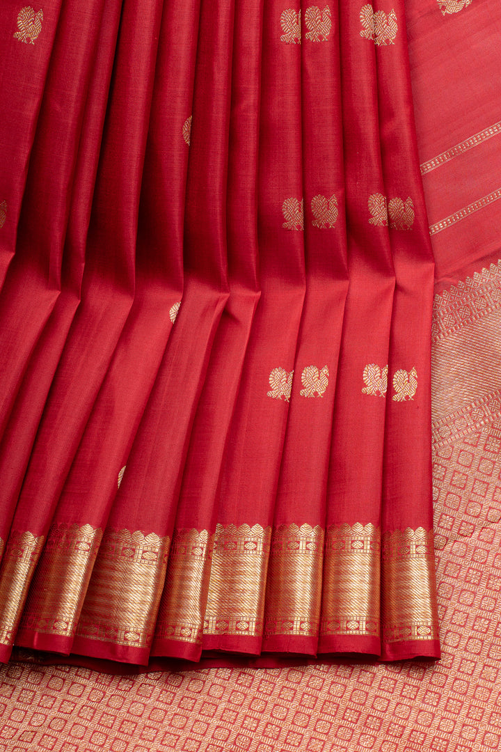 Red traditional pure kanchipuram silk saree
