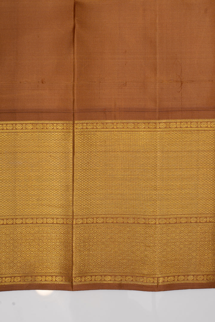 Champagne gold iruthalaipakshi brocade pure kanchipuram silk saree