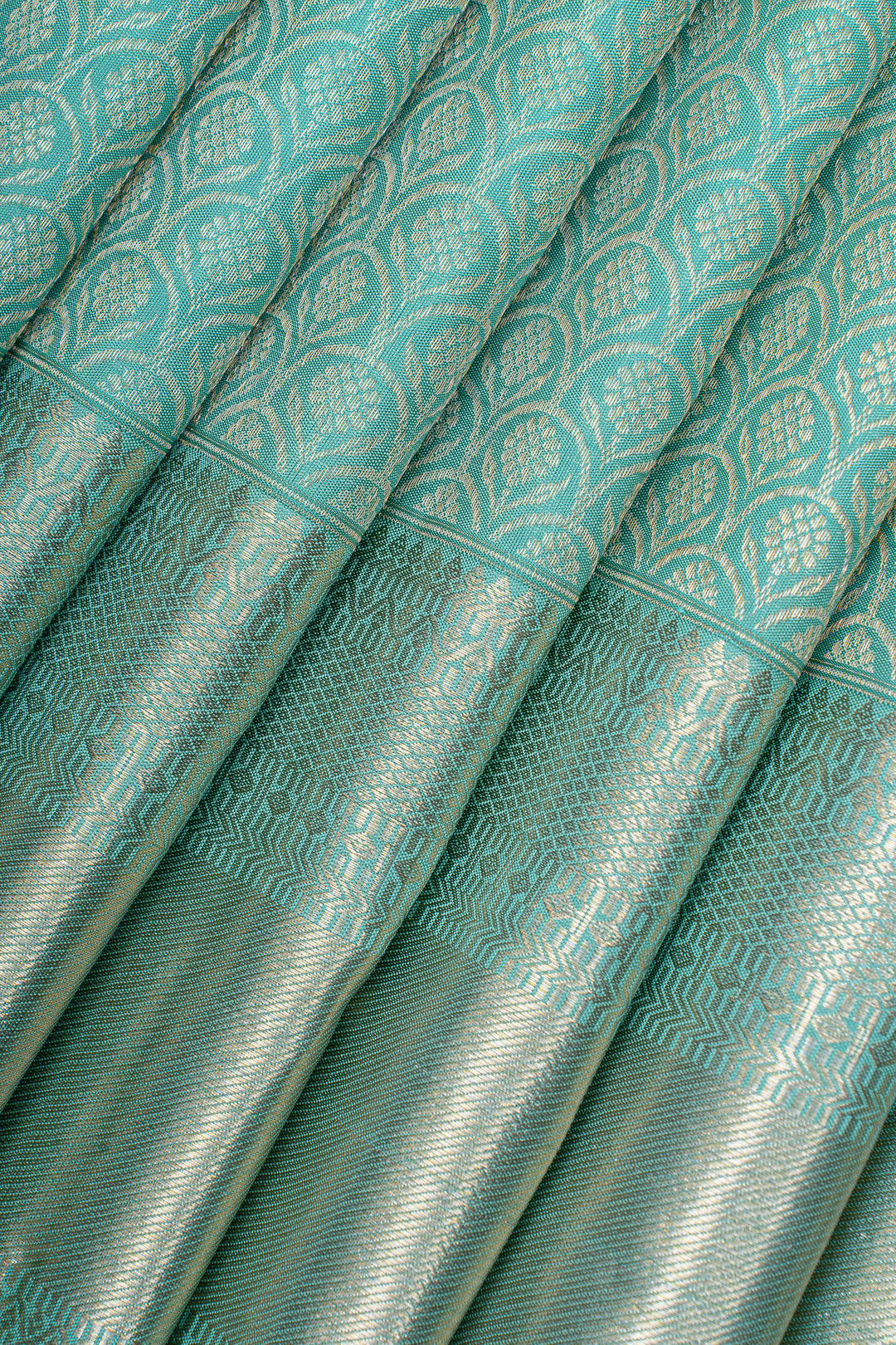 Sapphire blue  floral brocade pure kanchipuram silk saree