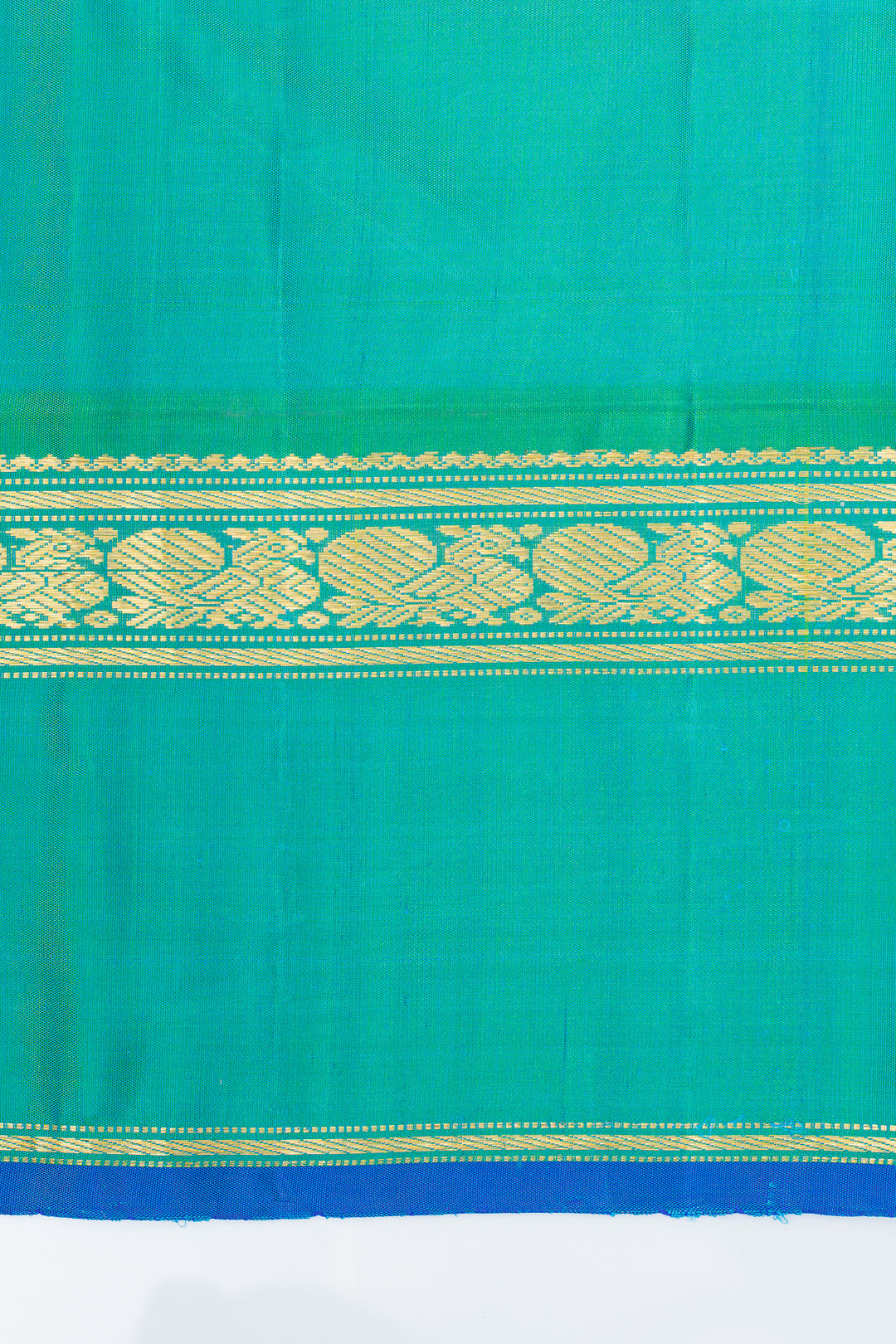 Yellow and teal  traditional pure kanchipuram silk saree