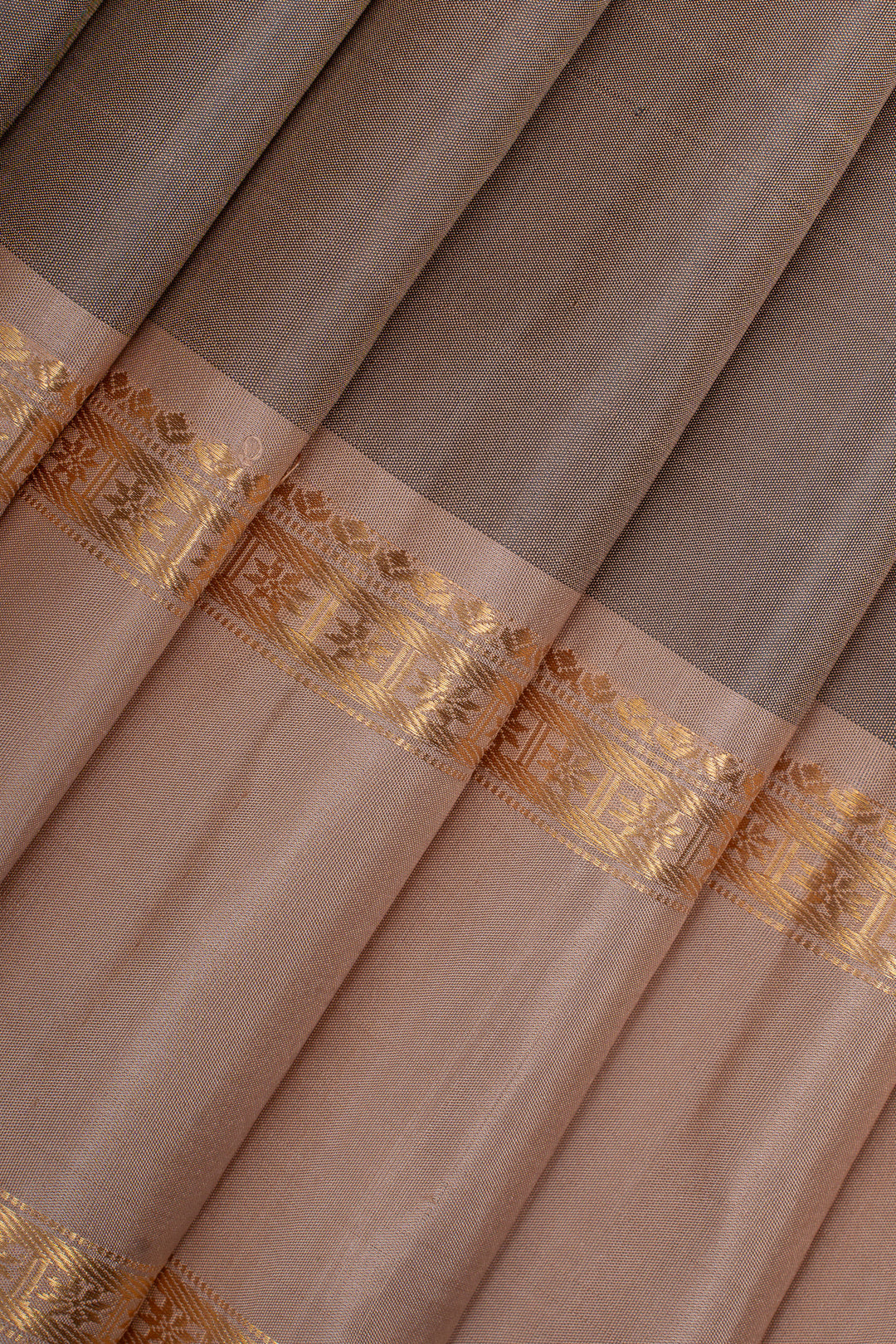 Grey and beige traditional pure soft silk saree