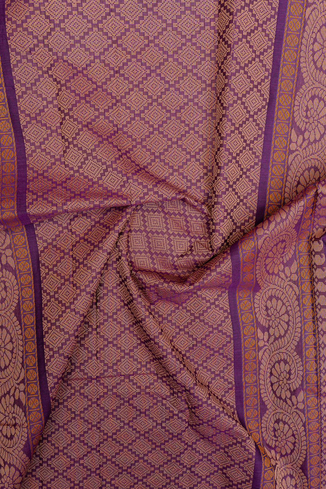 Purple traditional pure cotton silk saree