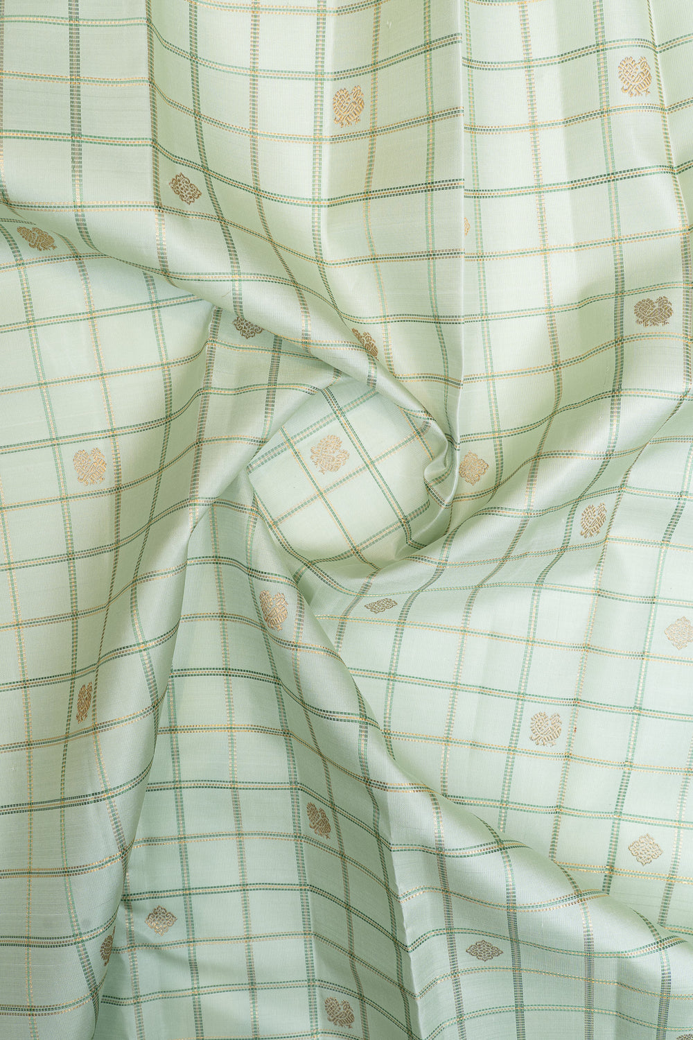 Pastel Green Muthu Zari checks pure kanchipuram silk saree