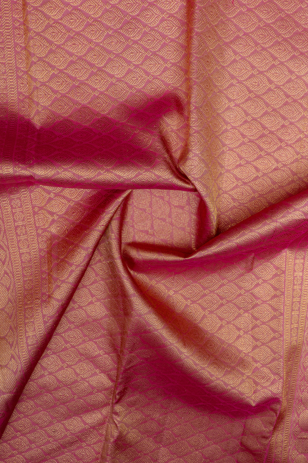 Peach floral thread brocade pure kanchipuram silk saree