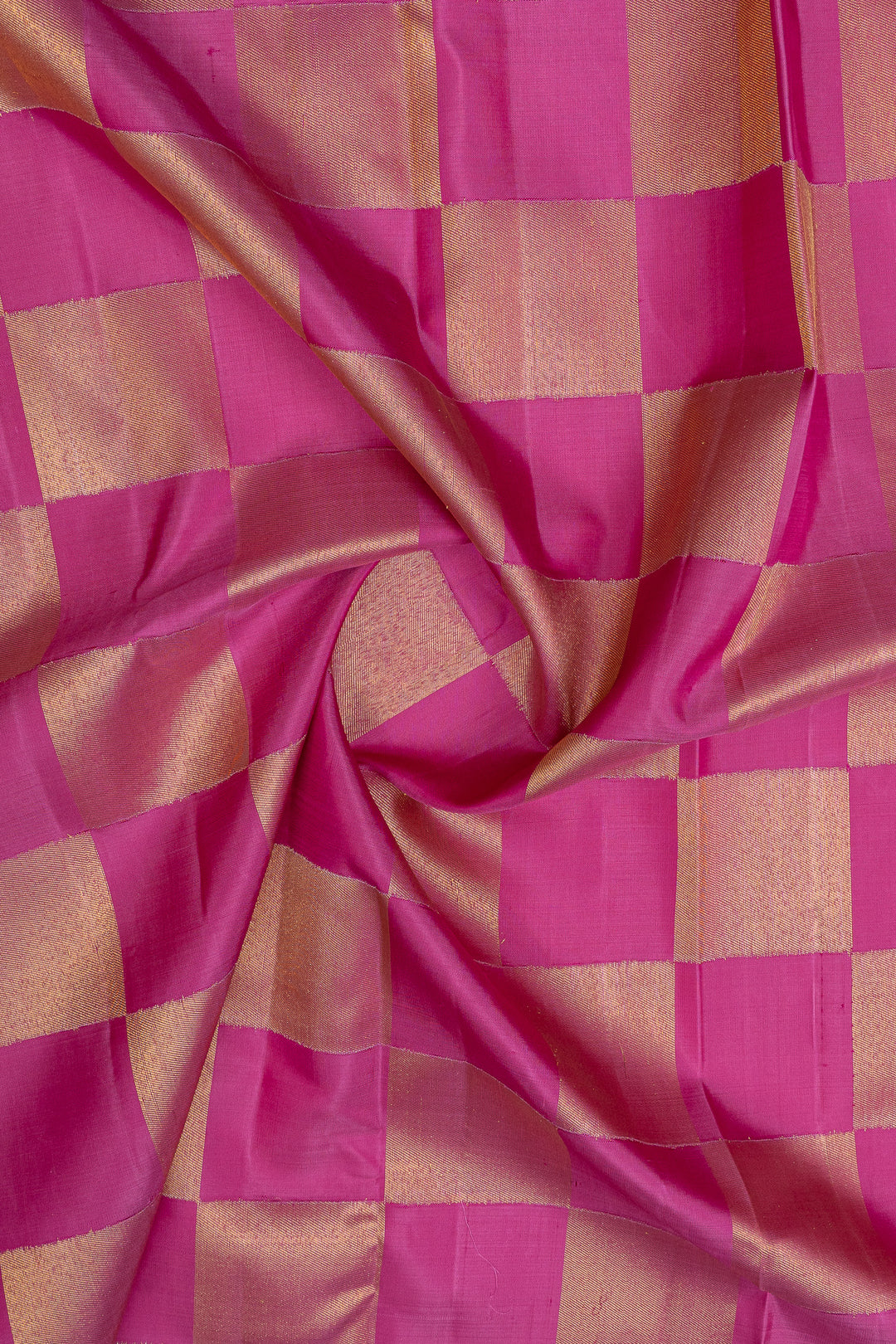 Pink box checks 8 Kol pure kanchipuram silk saree