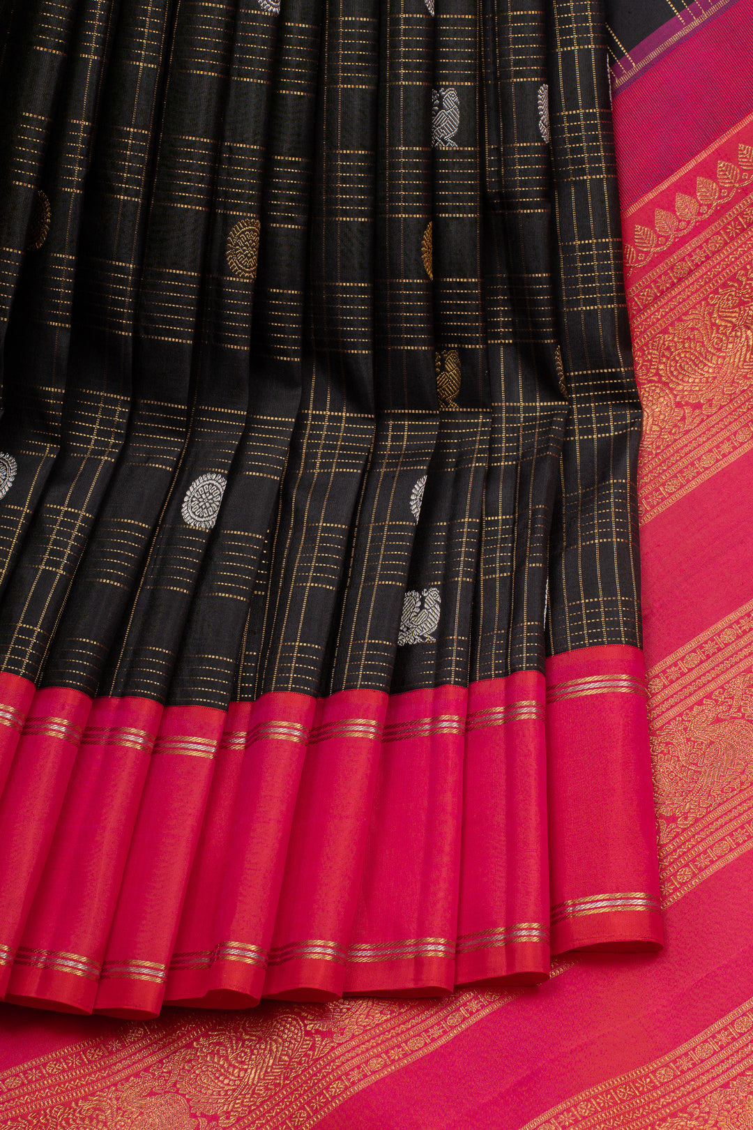 Black stripes pure kanchipuram silk saree