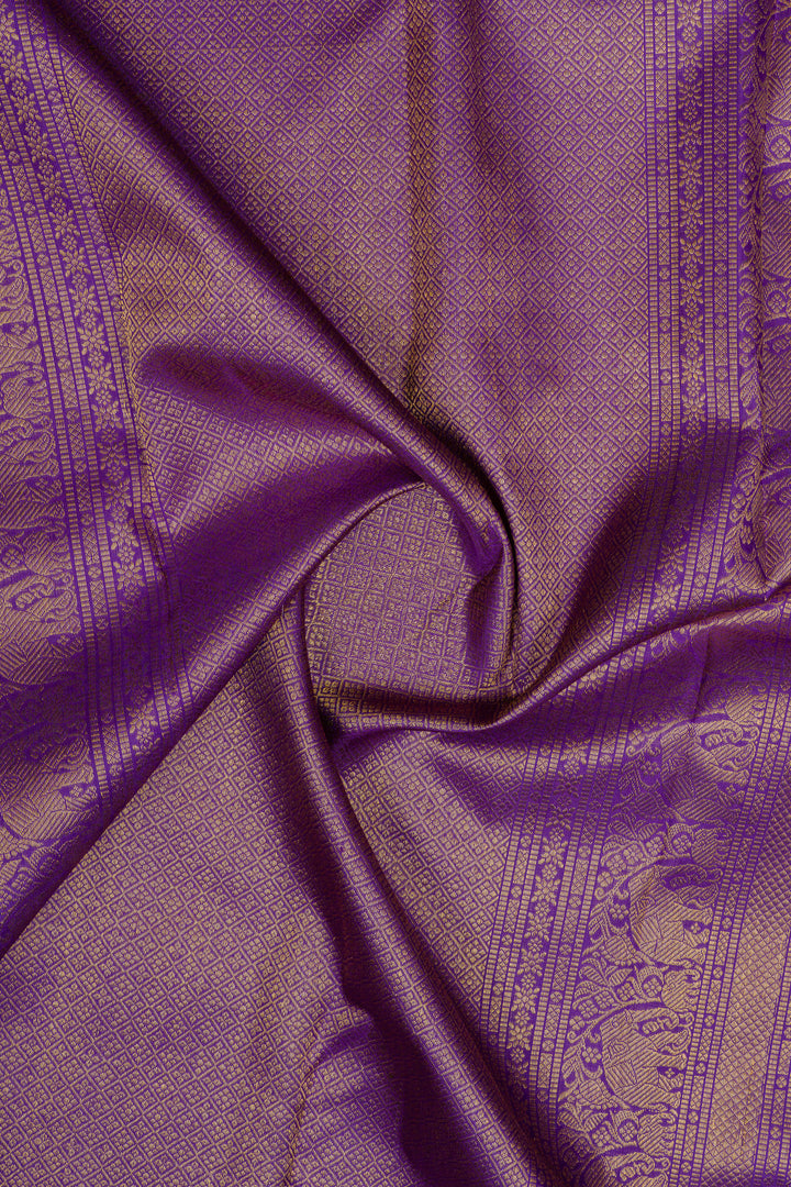 Pastel green stripes pure kanchipuram silk saree