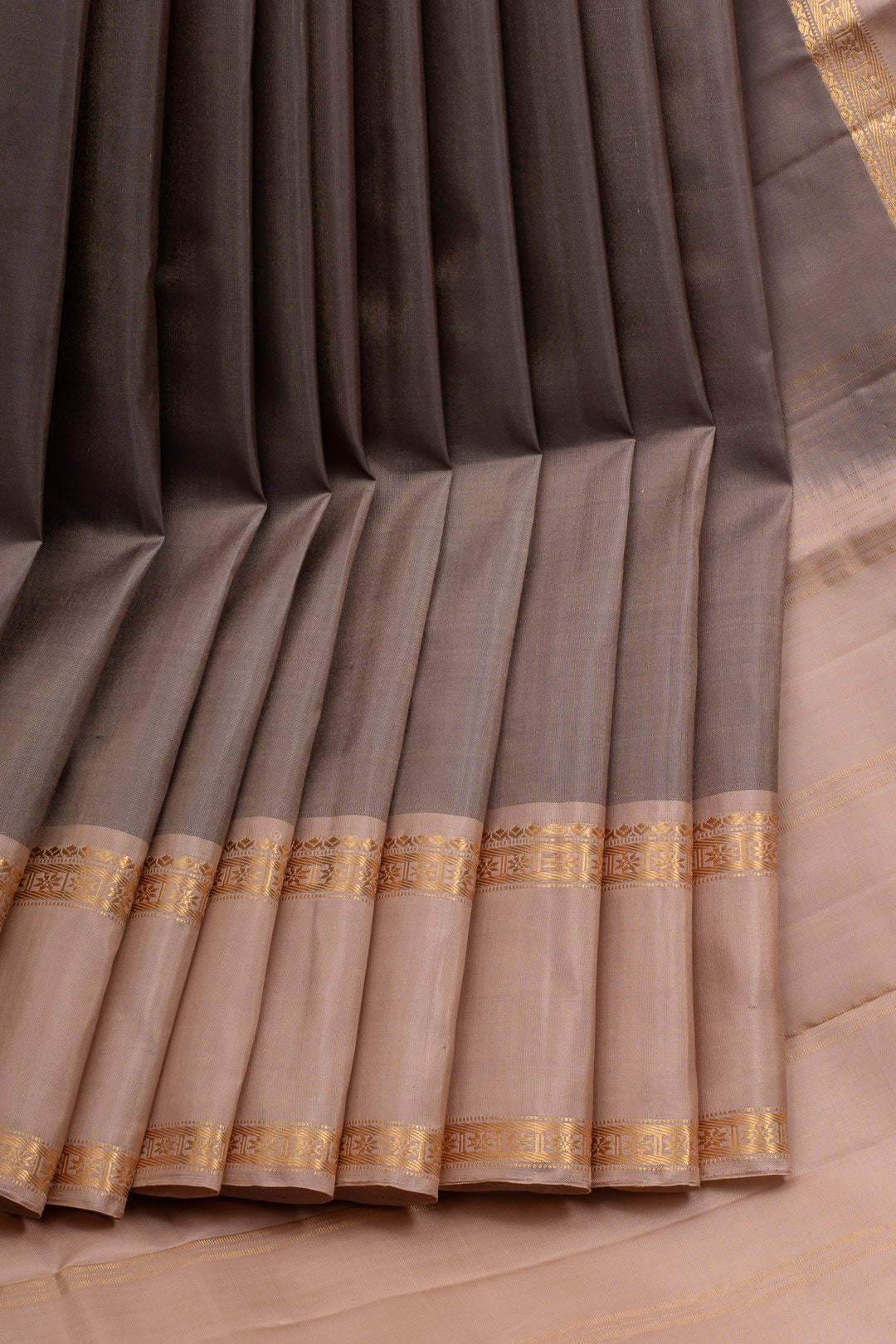 Grey and beige traditional pure soft silk saree