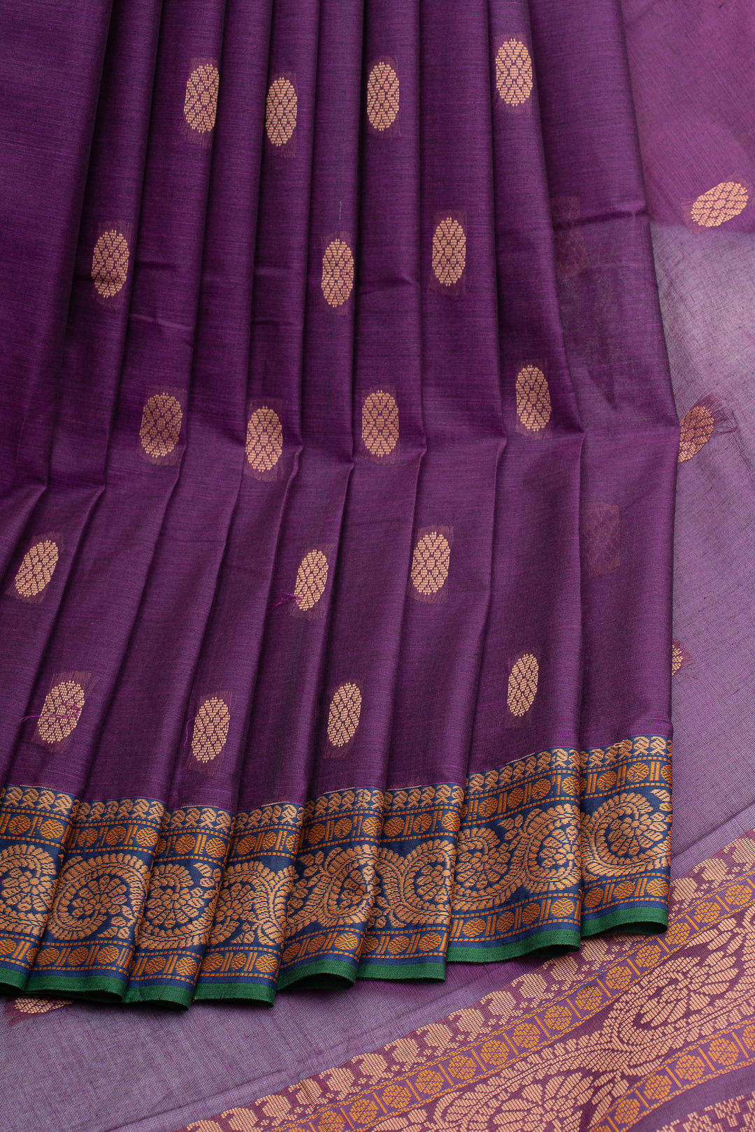Purple traditional pure cotton silk saree
