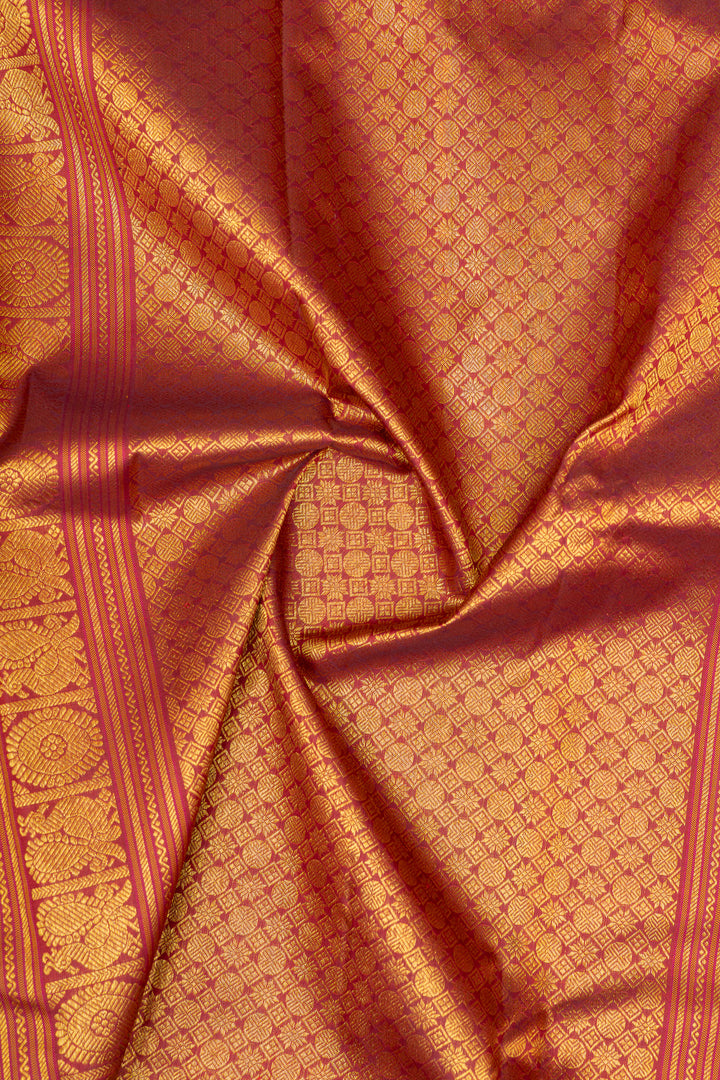 Maroon shot colour pure kanchipuram silk saree