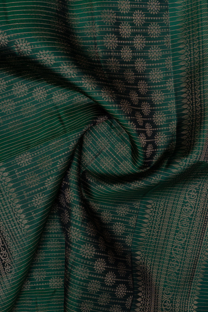 Green zari checks pure soft silk saree