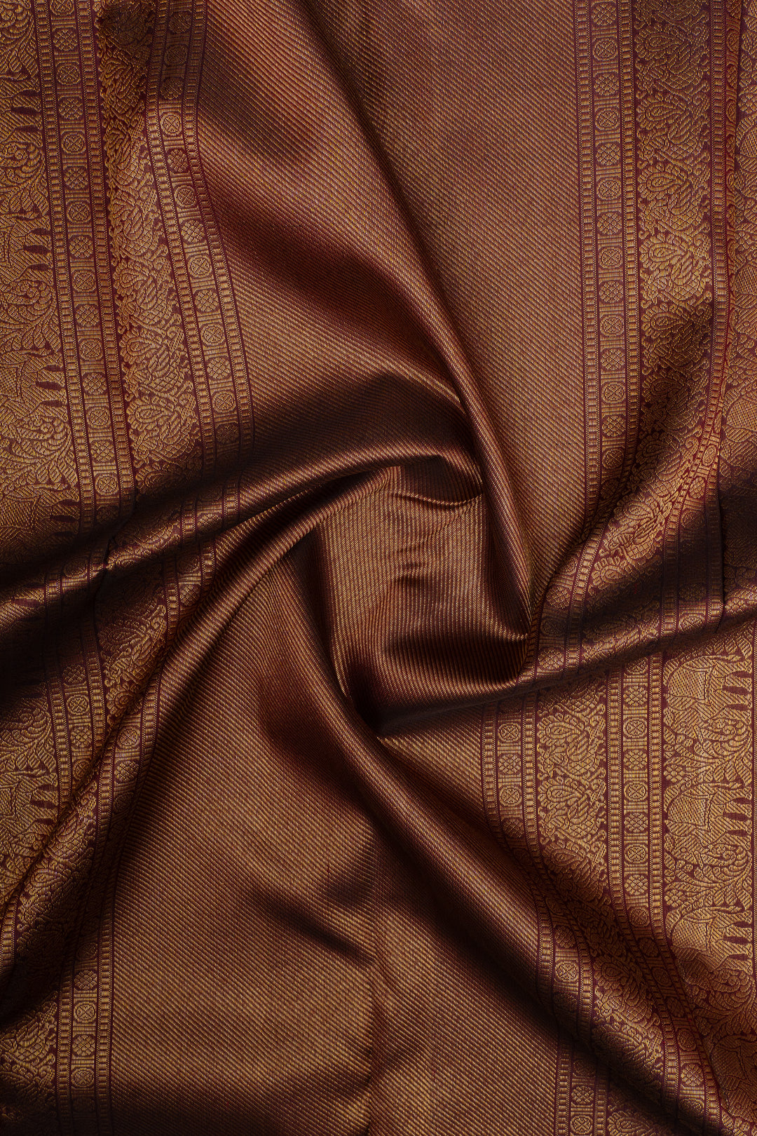 Maroon stripes brocade  pure kanchipuram silk saree