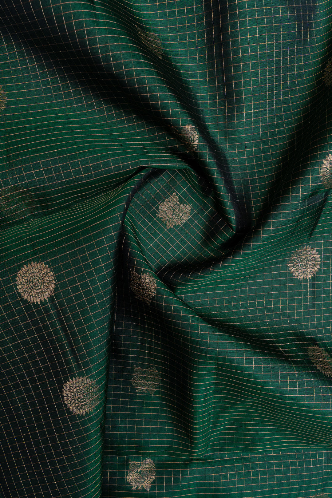 Green zari checks pure soft silk saree