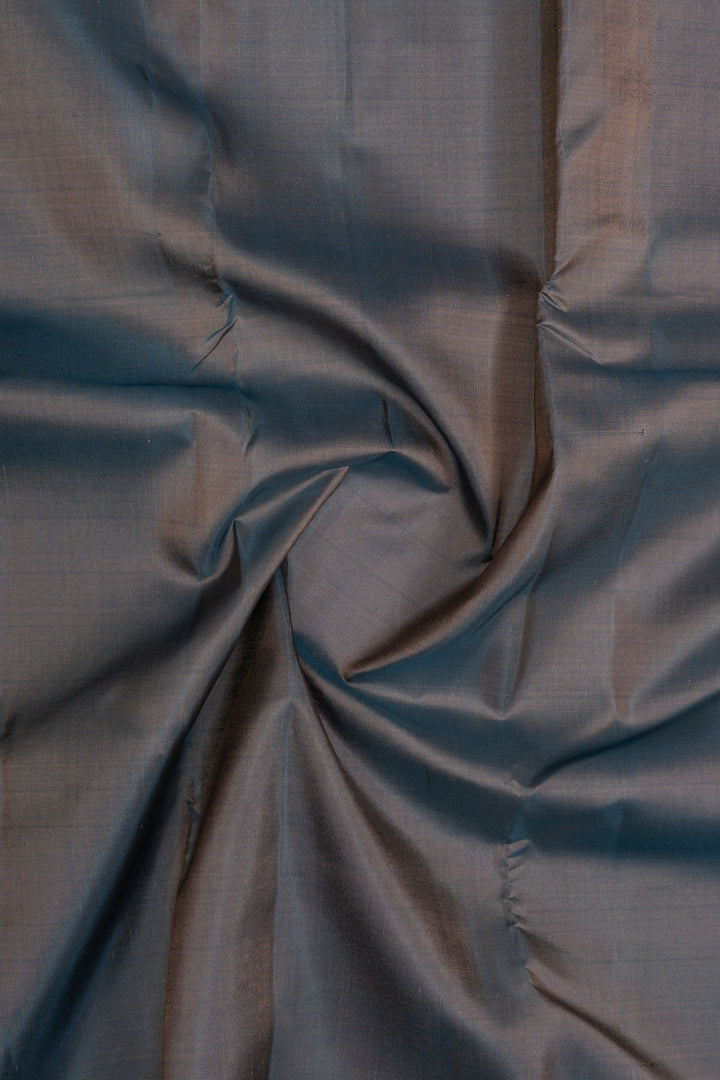 Bluish grey and beige rettai pettu pure soft silk saree