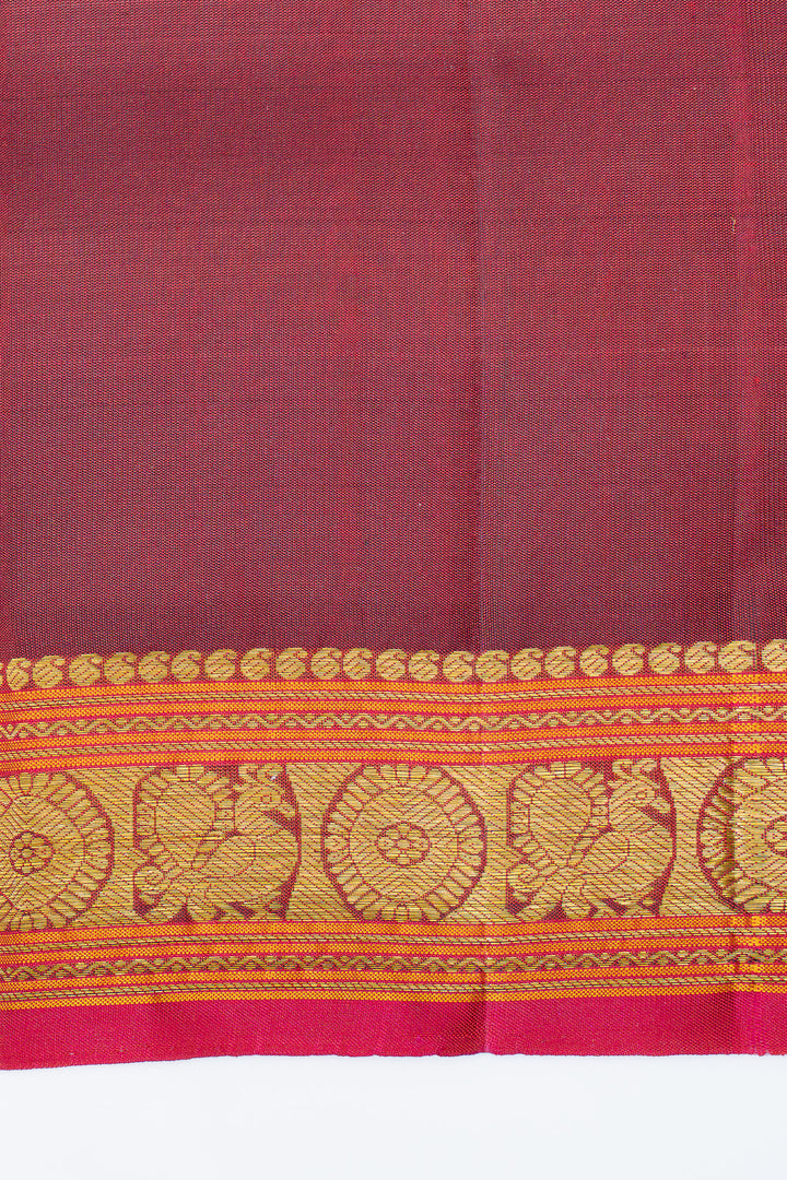 Maroon shot colour pure kanchipuram silk saree