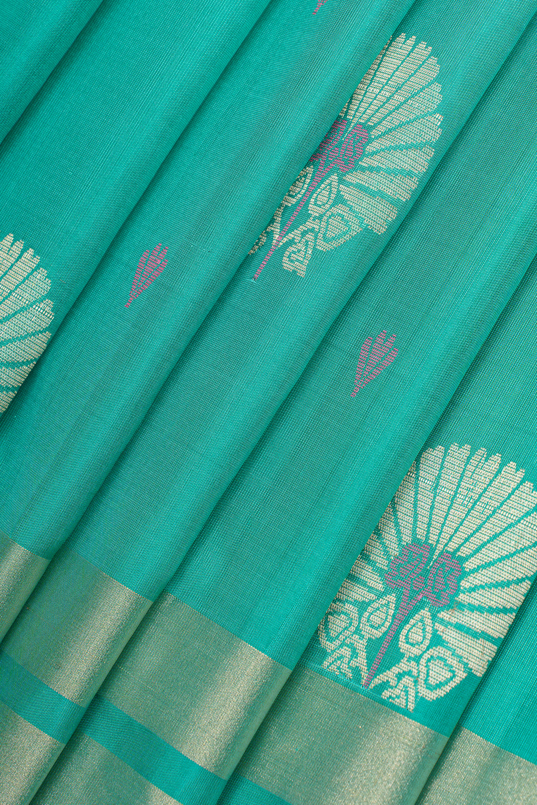Teal Blue pure soft silk saree