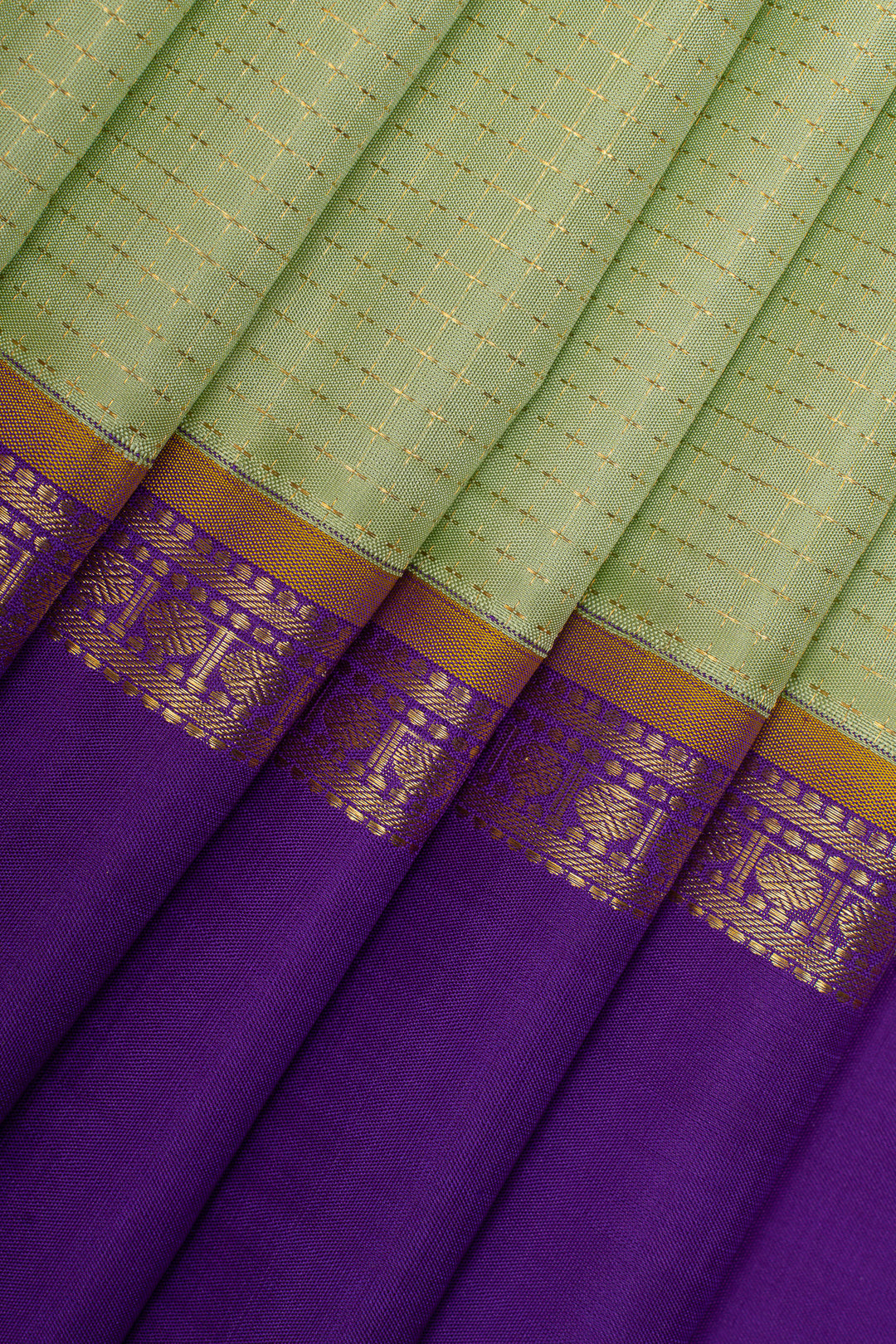 Pastel green stripes pure kanchipuram silk saree