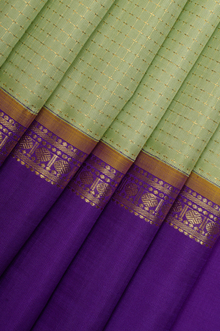 Pastel green stripes pure kanchipuram silk saree