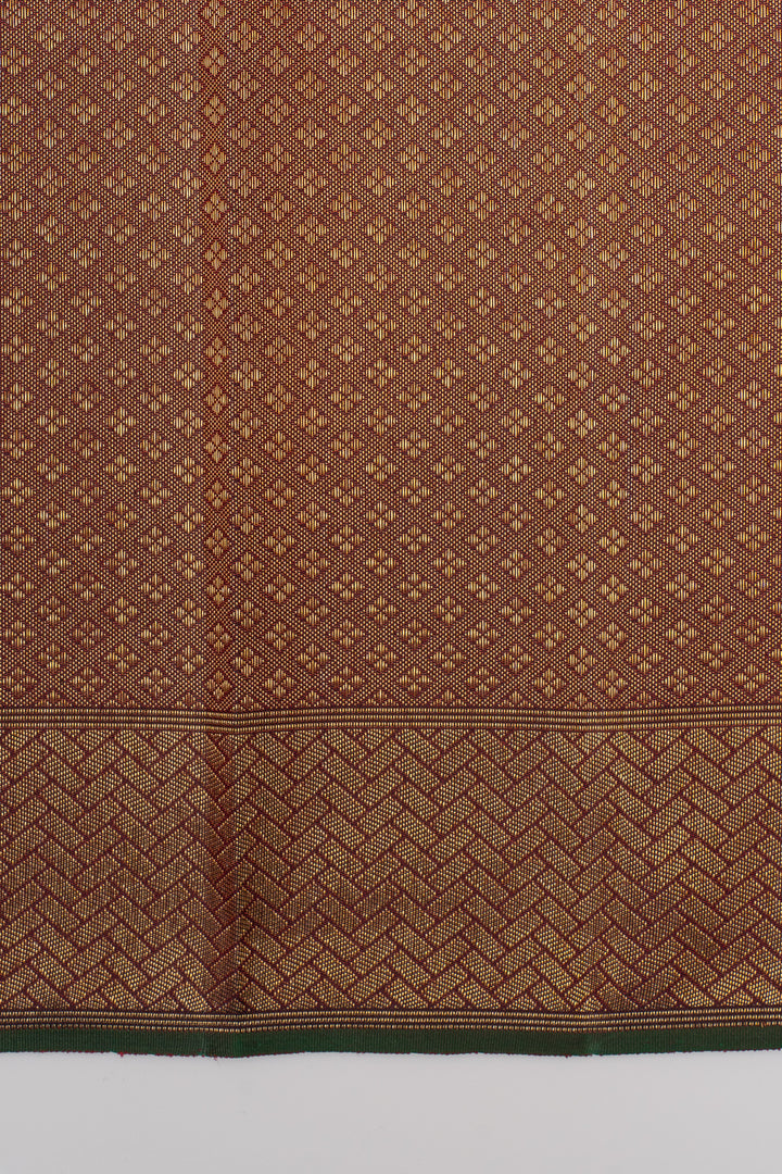 Maroon stripes brocade  pure kanchipuram silk saree