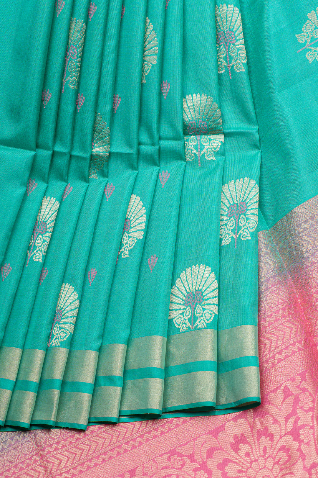 Teal Blue pure soft silk saree