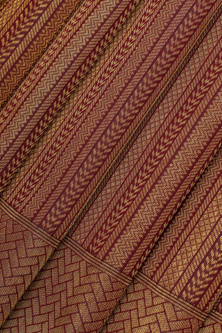 Maroon stripes brocade  pure kanchipuram silk saree