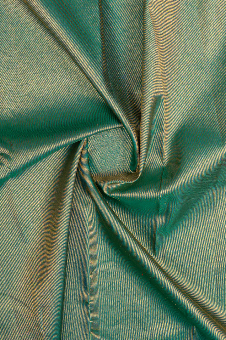 Peacock blue temple brocade pure kanchipuram silk saree
