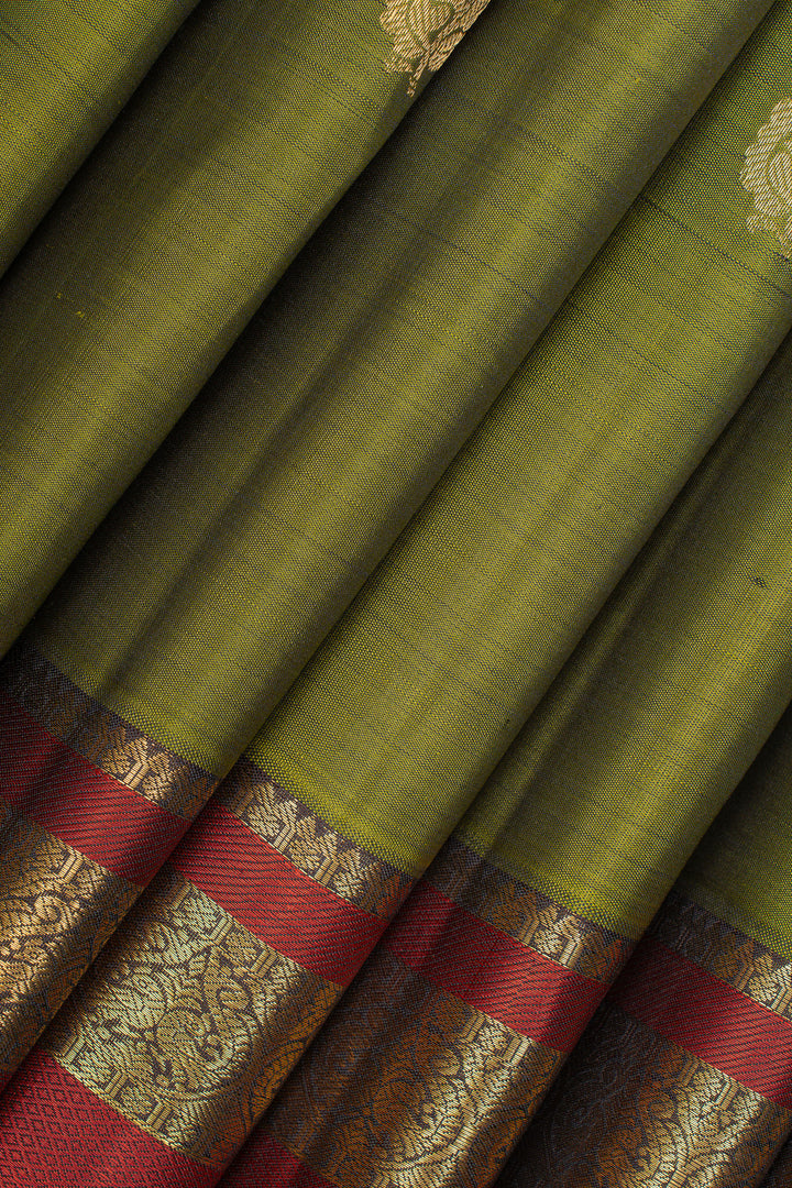 Mehandi green traditional pure kanchipuram silk saree