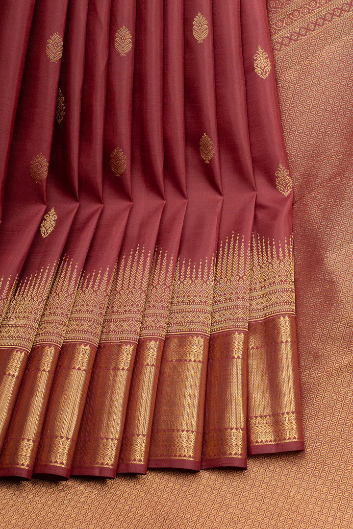 Maroon traditional pure kanchipuram silk saree