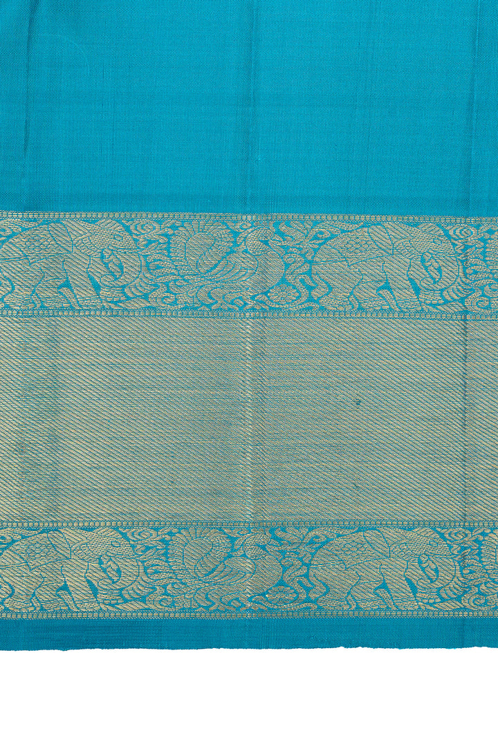 Cerulean blue vanasingaram thread brocade pure kanchipuram silk saree