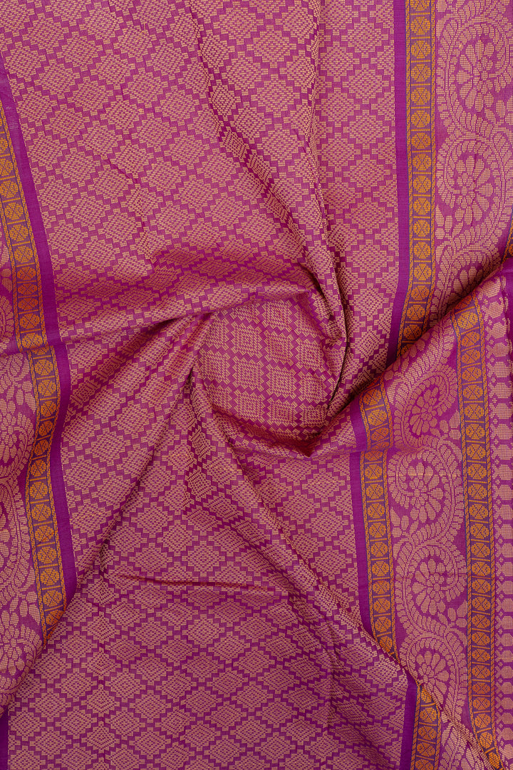 Magenta threadwork pure cotton silk saree