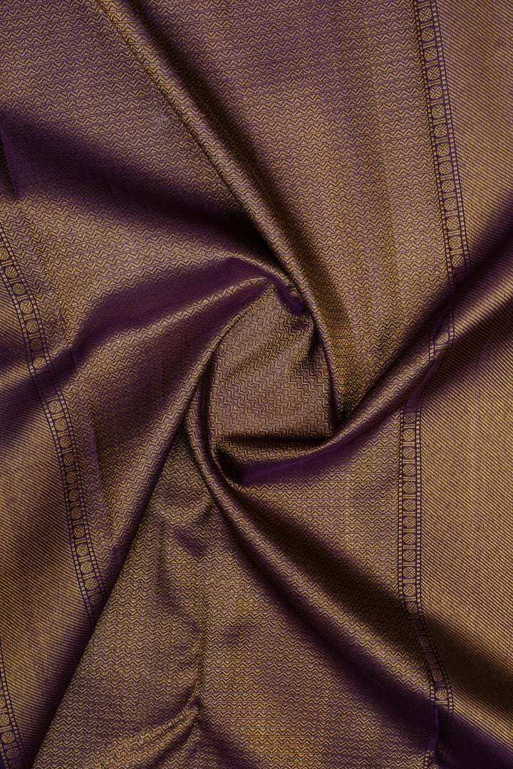 Greyish silver and purple annam chakram brocade pure kanchipuram silk saree