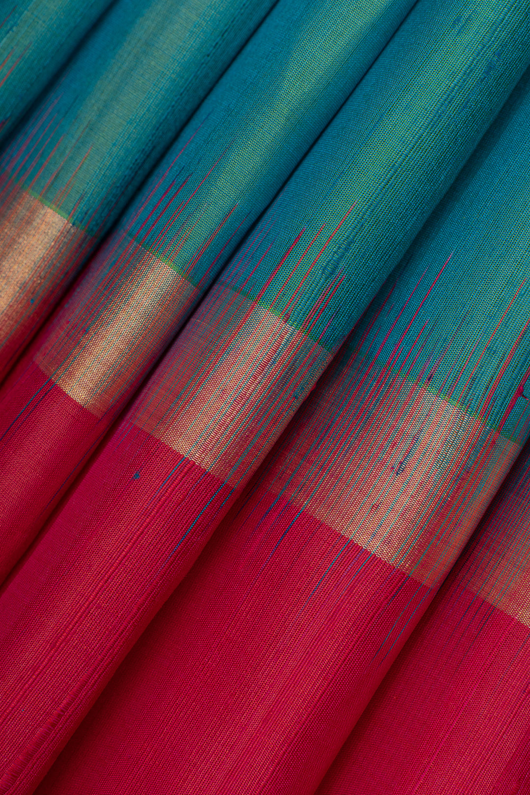 Peacock blue Ganga jamuna pure soft silk saree