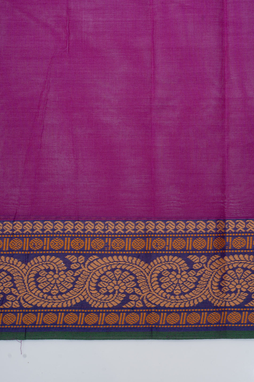 Magenta threadwork pure cotton silk saree