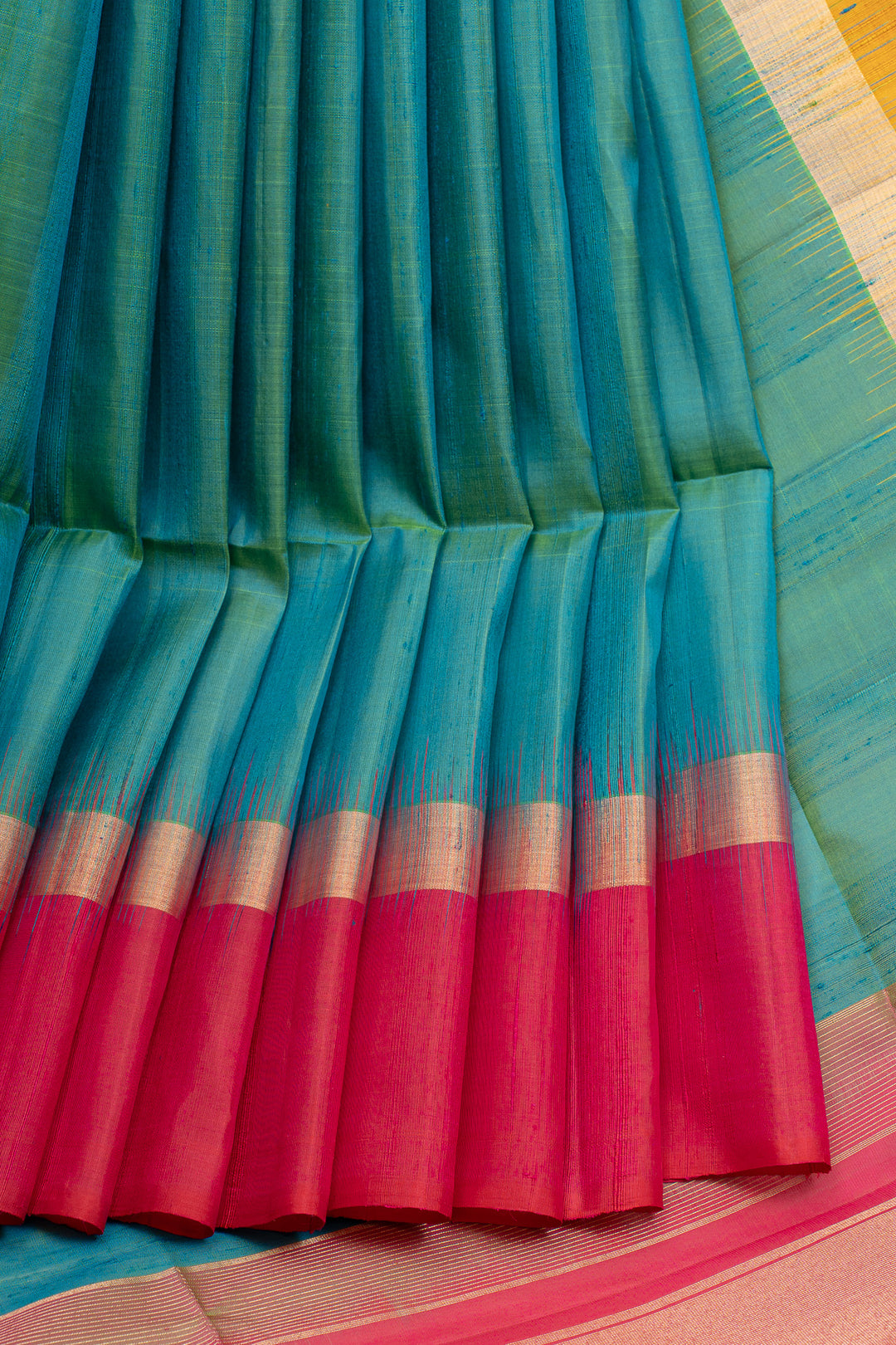 Peacock blue Ganga jamuna pure soft silk saree